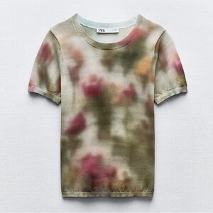 ZARA tie-dye crewneck short sleeved sweater